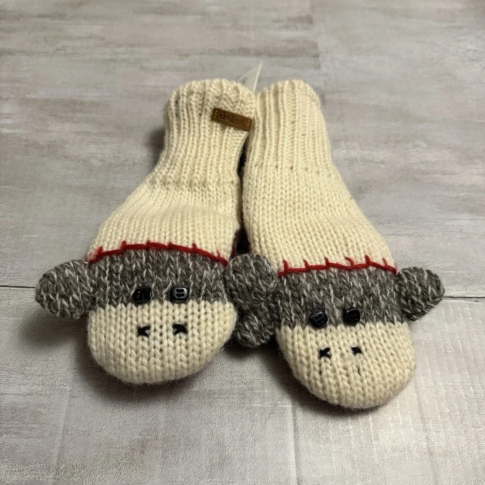 Delux Knit Sock Monkey Mittens Adult Classic‎ Gloves